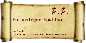 Petschinger Paulina névjegykártya